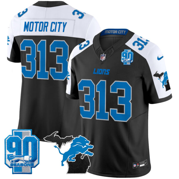 Detroit Lions Motor City 313 2025 'Michigan & 90th Year' Patch Vapor Jersey - All Stitched - Alternate