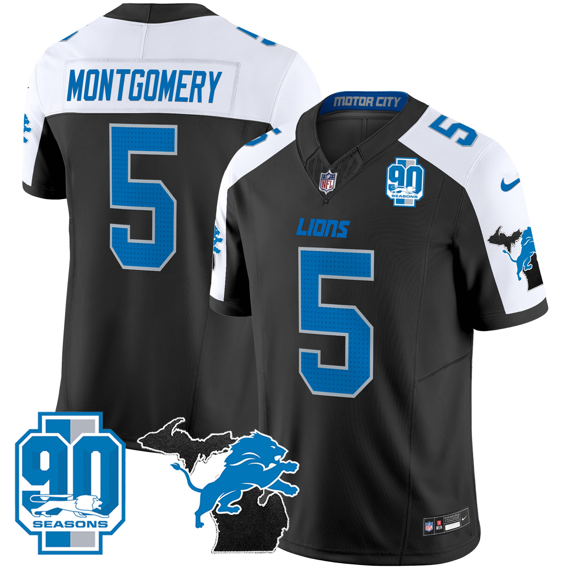 Detroit Lions David Montgomery 2025 'Michigan & 90th Year' Patch Vapor Jersey - All Stitched - Alternate