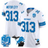 Detroit Lions Motor City 313 2025 'Michigan & 90th Year' Patch Vapor Jersey - All Stitched - White