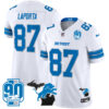 Detroit Lions Sam Laporta 2025 'Michigan & 90th Year' Patch Vapor Jersey - All Stitched - White