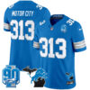 Detroit Lions Motor City 313 2025 'Michigan & 90th Year' Patch Vapor Jersey - All Stitched - Blue