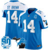 Detroit Lions St. Brown 2025 'Michigan & 90th Year' Patch Vapor Jersey - All Stitched - Blue Alternate