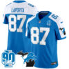 Detroit Lions Sam Laporta 2025 'Michigan & 90th Year' Patch Vapor Jersey - All Stitched - Blue Alternate