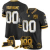 New York Giants 100th Season & State Patch Gold Vapor Limited Custom Jersey - All Stitched - Black Limited