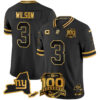 New York Giants Russell Wilson 100th Season & State Patch Gold Vapor Limited Jersey - All Stitched - Black Gold
