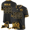 New York Giants Big Blue 202 100th Season & State Patch Gold Vapor Limited Jersey - All Stitched - Black Gold