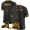 New York Giants Malik Nabers 100th Season & State Patch Gold Vapor Limited Jersey - All Stitched - Black Gold