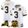 New York Giants Russell Wilson 100th Season & State Patch Gold Vapor Limited Jersey - All Stitched - White Gold