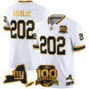 New York Giants Big Blue 202 100th Season & State Patch Gold Vapor Limited Jersey - All Stitched - White Gold