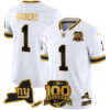 New York Giants Malik Nabers 100th Season & State Patch Gold Vapor Limited Jersey - All Stitched - White Gold