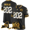 New York Giants Big Blue 202 100th Season & State Patch Gold Vapor Limited Jersey - All Stitched - Black Limited