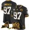 New York Giants Dexter Lawrence II 100th Season & State Patch Gold Vapor Limited Jersey - All Stitched - Black Limited