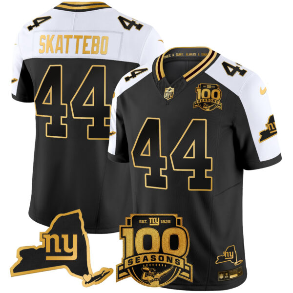 New York Giants Cam Skattebo 100th Season & State Patch Gold Vapor Limited Jersey - All Stitched - Alternate