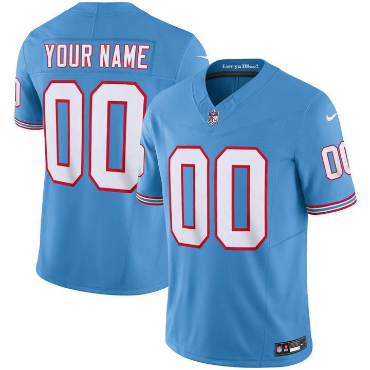 Tennessee Titans Throwback Limited Vapor Custom Jersey - All Stitched - Light Blue
