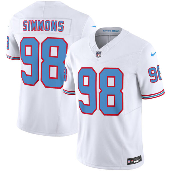 Tennessee Titans Jeffery Simmons Throwback Limited Vapor Jersey - All Stitched - White