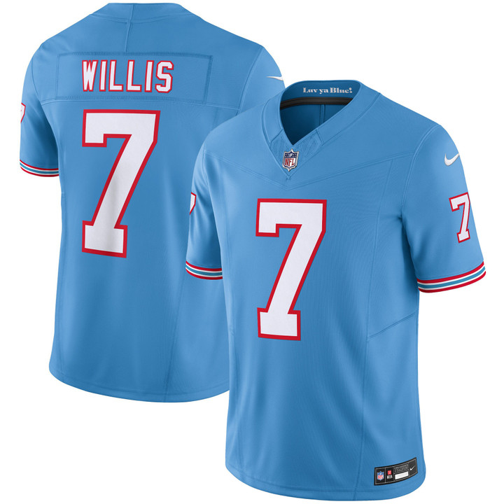 Tennessee Titans Malik Willis Throwback Limited Vapor Jersey - All Stitched - Light Blue