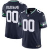 Seattle Seahawks Throwback Vapor Limited Custom Jersey - All Stitched - Navy