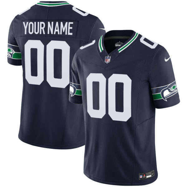 Seattle Seahawks Throwback Vapor Limited Custom Jersey - All Stitched - Navy