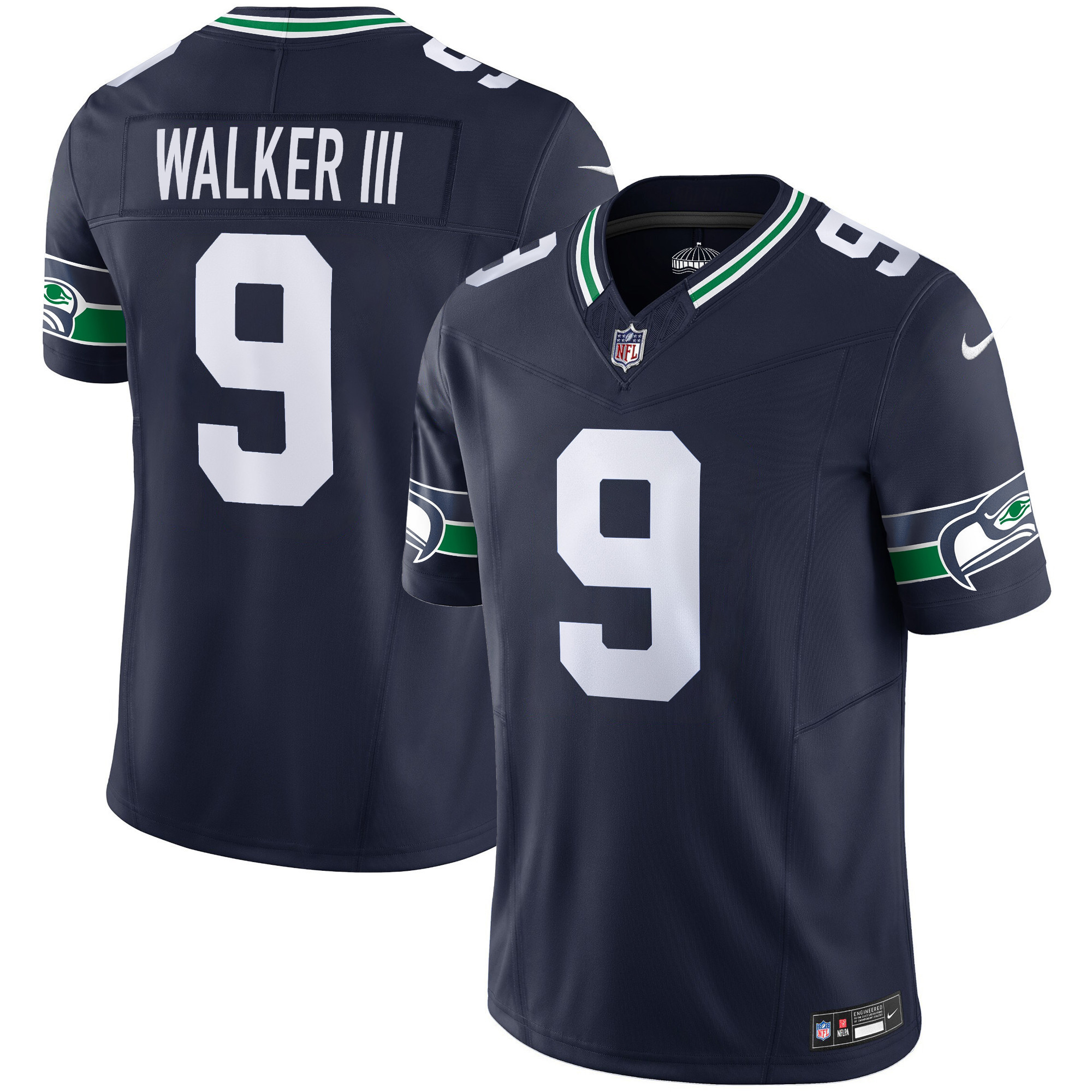 Seattle Seahawks Walker III Throwback Vapor Limited Jersey - All Stitched - Navy