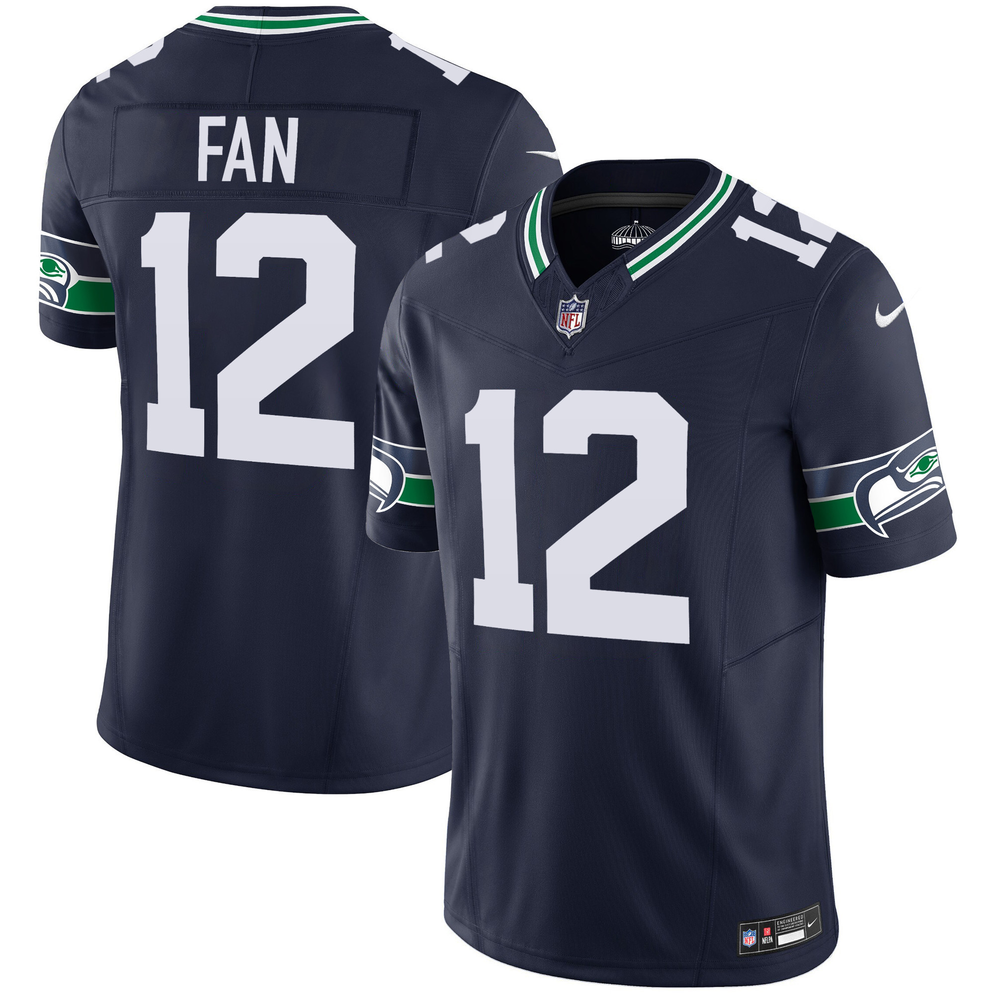 Seattle Seahawks 12th Fan Throwback Vapor Limited Jersey - All Stitched - Navy