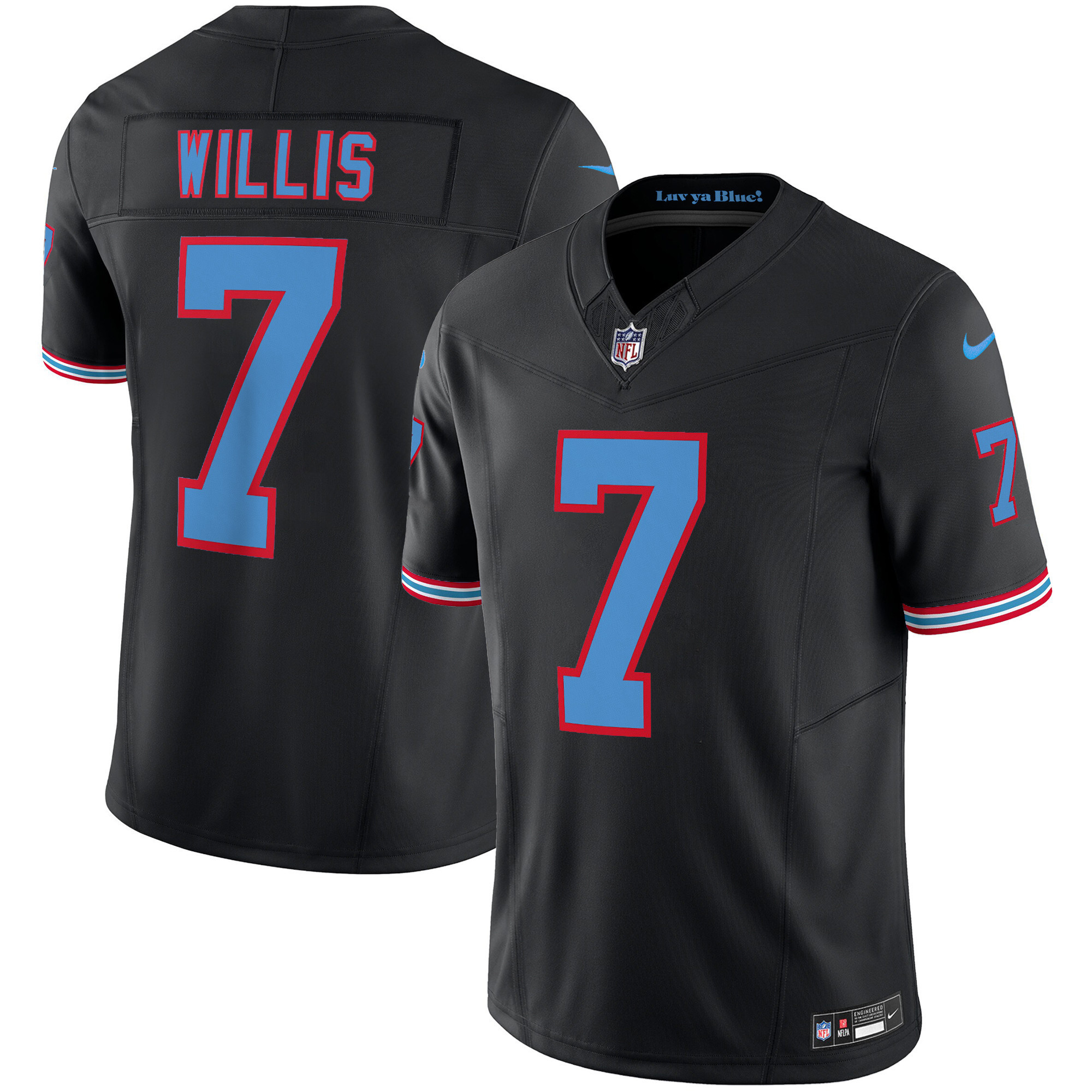 Tennessee Titans Malik Willis Throwback Limited Vapor Jersey - All Stitched - Black