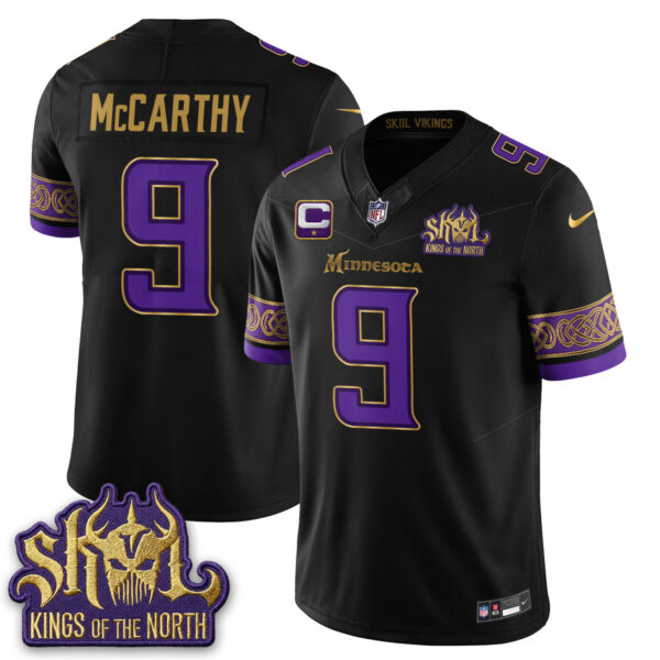 Minnesota Vikings J.J. McCarthy Fangear Warrior Skol Patch Limited Vapor Jersey - All Stitched - Valkyrie