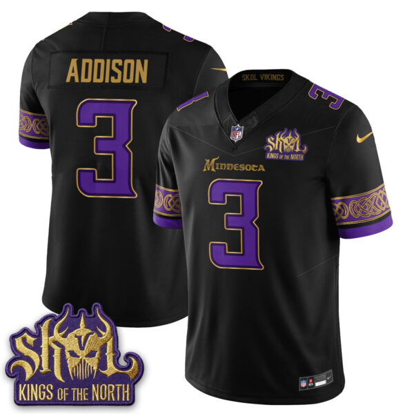 Minnesota Vikings Jordan Addison Fangear Warrior Skol Patch Limited Vapor Jersey - All Stitched - Valkyrie