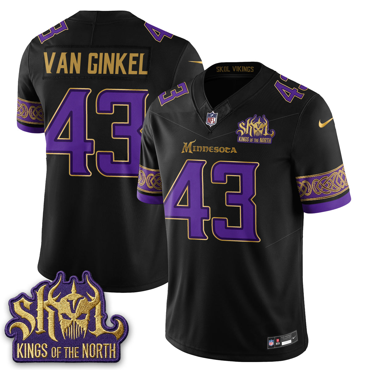 Minnesota Vikings Andrew Van Ginkel Fangear Warrior Skol Patch Limited Vapor Jersey - All Stitched - Valkyrie