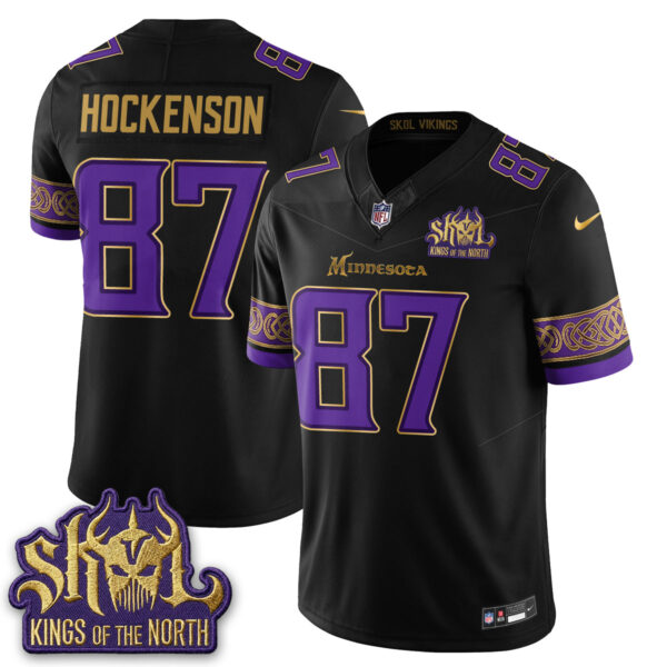 Minnesota Vikings T.J. Hockenson Fangear Warrior Skol Patch Limited Vapor Jersey - All Stitched - Valkyrie