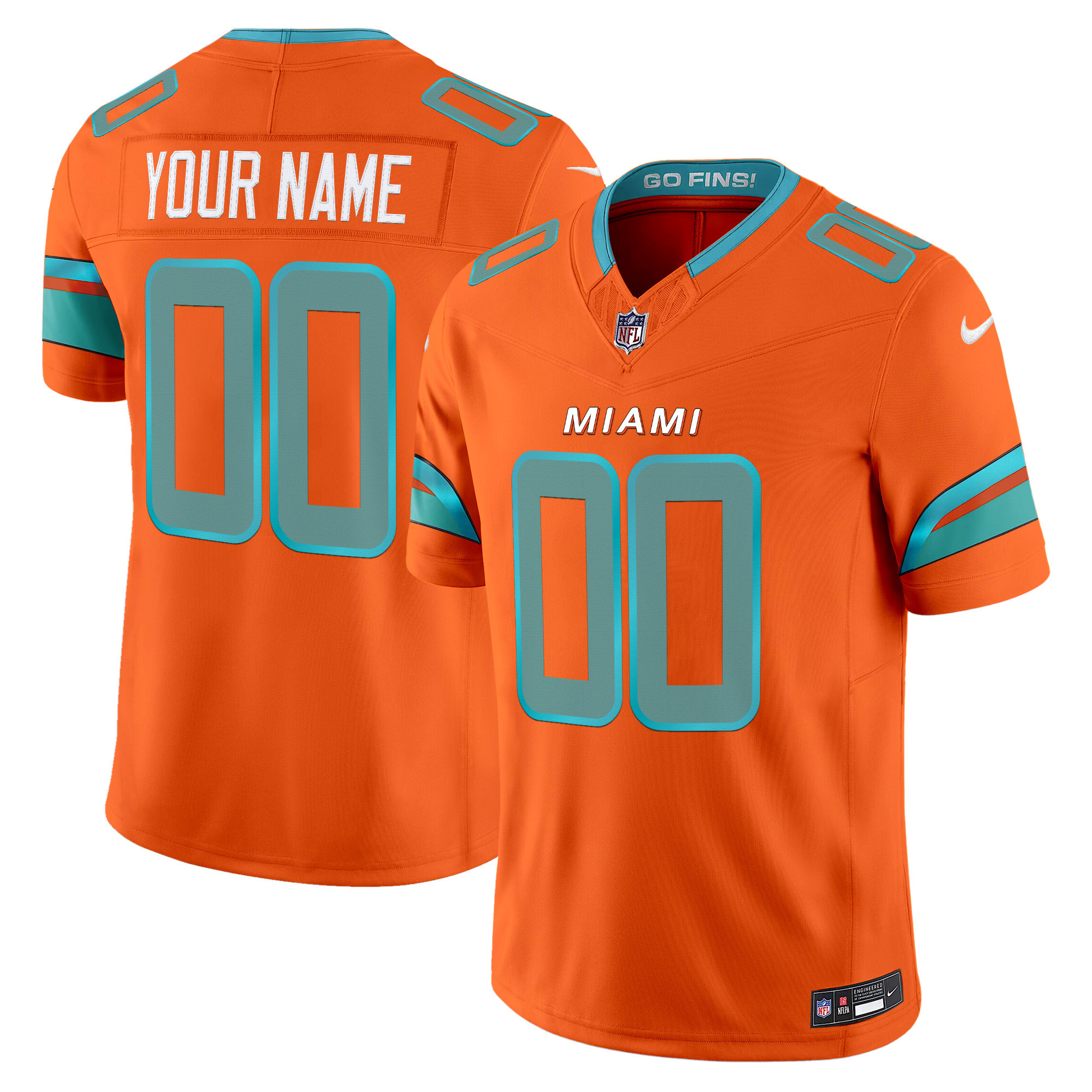 Miami Dolphins 2025 "Rivalries" Vapor Limited Custom Jersey - All Stitched - Orange