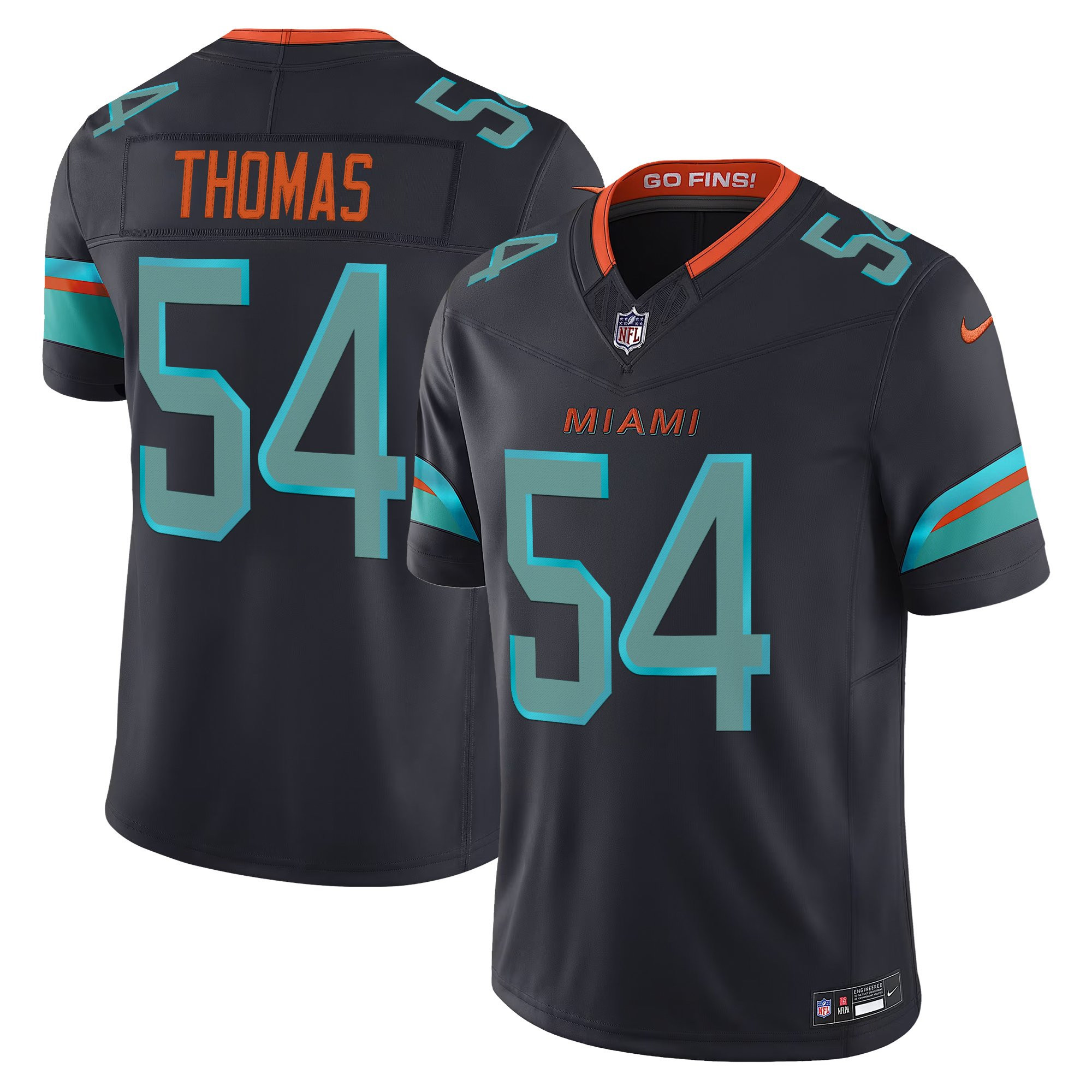 Miami Dolphins Zach Thomas Rivalries Vapor Limited Jersey - All Stitched - Dark Waters