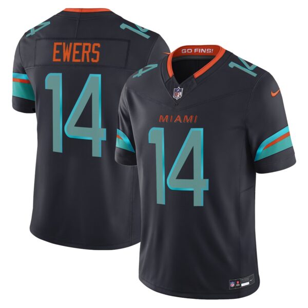 Miami Dolphins Quinn Ewers Rivalries Vapor Limited Jersey - All Stitched - Dark Waters
