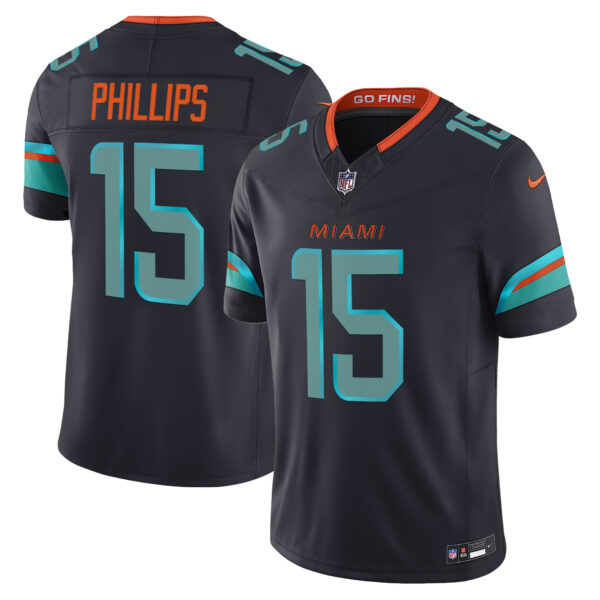 Miami Dolphins Jaelan Phillips Rivalries Vapor Limited Jersey - All Stitched - Dark Waters