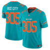 Miami Dolphins ViceCity 305 Rivalries Vapor Limited Jersey - All Stitched - Aqua