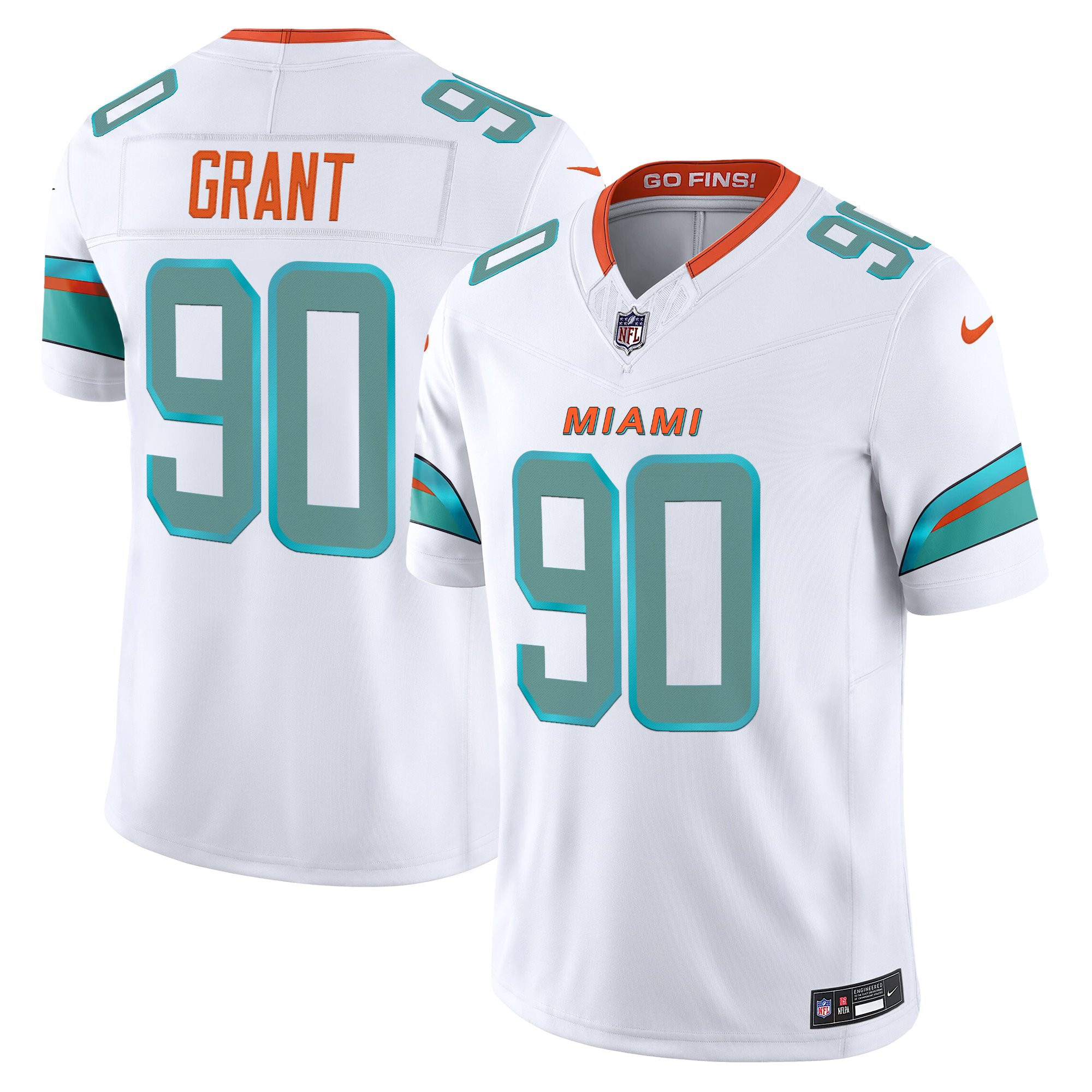 Miami Dolphins Kenneth Grant Rivalries Vapor Limited Jersey - All Stitched - White