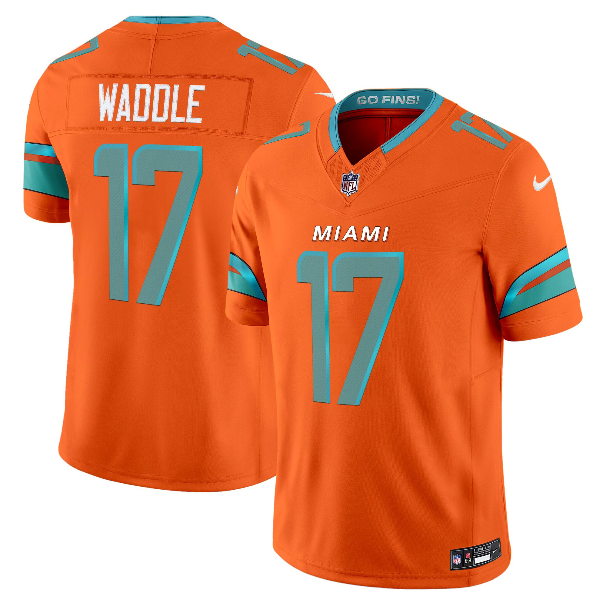 Miami Dolphins Jaylen Waddle Rivalries Vapor Limited Jersey - All Stitched - Orange