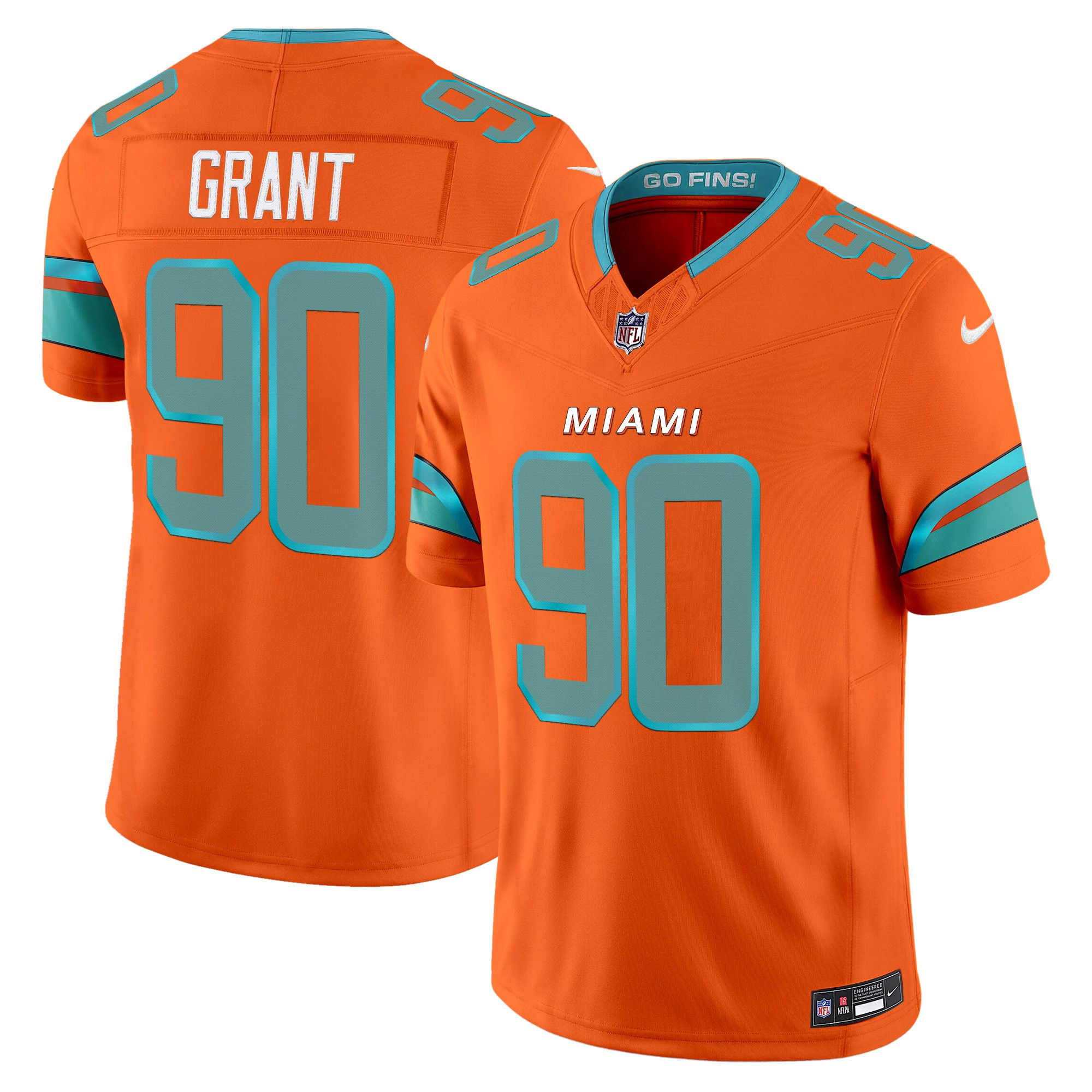 Miami Dolphins Kenneth Grant Rivalries Vapor Limited Jersey - All Stitched - Orange