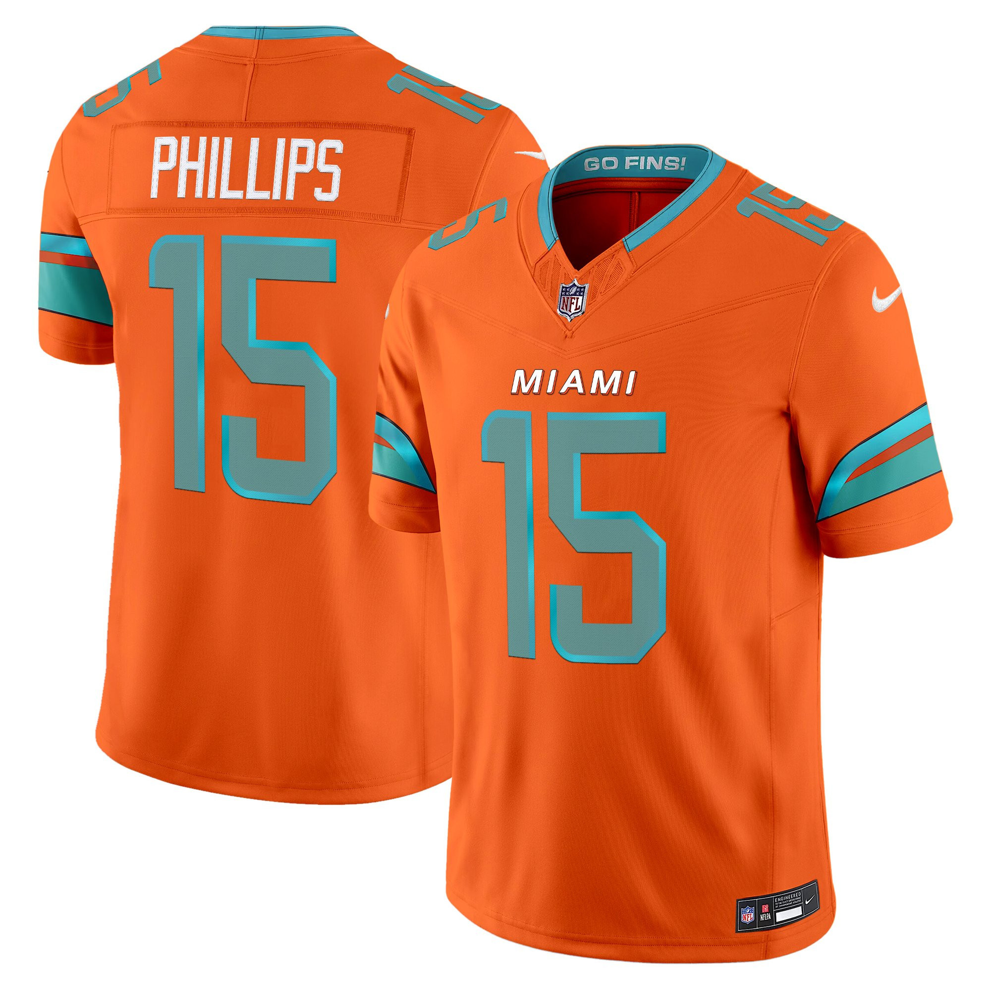 Miami Dolphins Jaelan Phillips Rivalries Vapor Limited Jersey - All Stitched - Orange