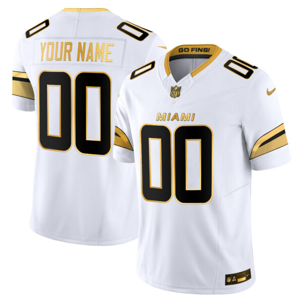 Miami Dolphins 2025 "Rivalries" Gold Vapor Limited Custom Jersey - All Stitched - White Gold