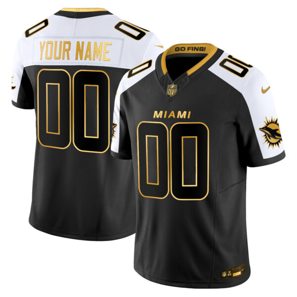Miami Dolphins 2025 "Rivalries" Gold Vapor Limited Custom Jersey - All Stitched - Alternate