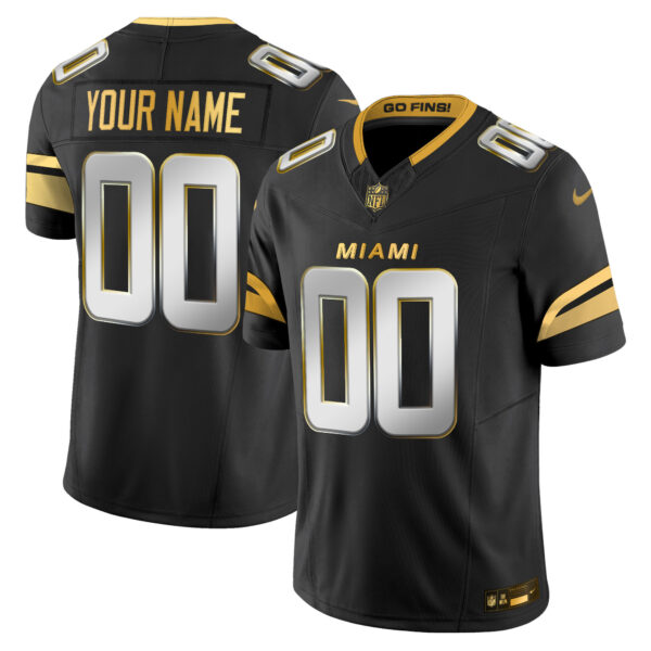 Miami Dolphins 2025 "Rivalries" Gold Vapor Limited Custom Jersey - All Stitched - Black Limited