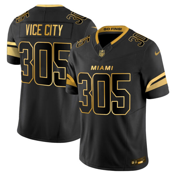 Miami Dolphins ViceCity 305 2025 Rivalries Gold Vapor Limited Jersey - All Stitched - Black Gold