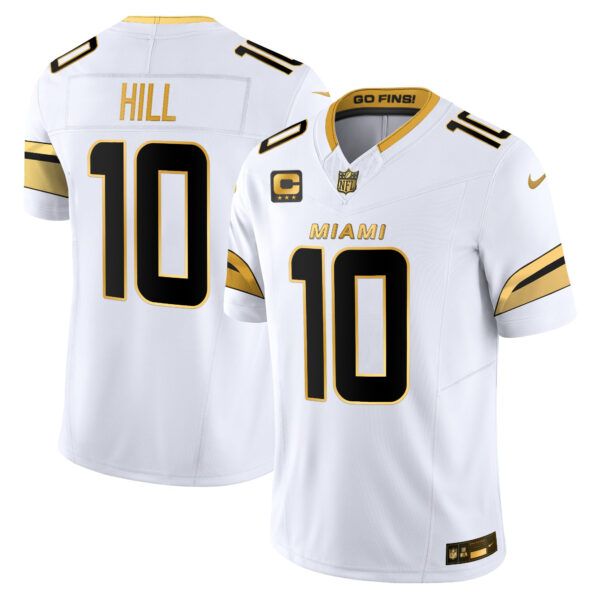 Miami Dolphins Tyreek Hill 2025 Rivalries Gold Vapor Limited Jersey - All Stitched - White Gold