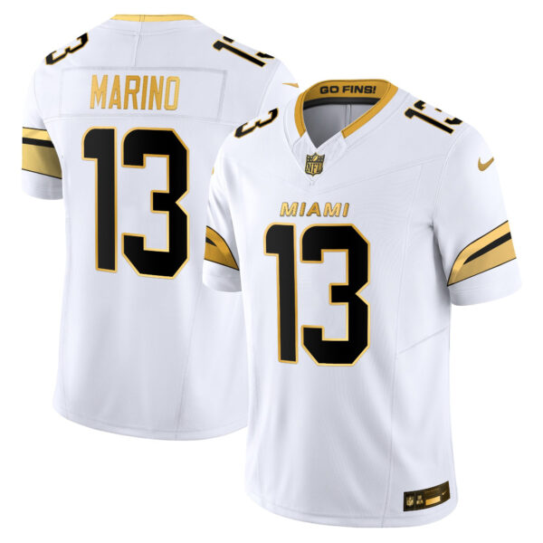 Miami Dolphins Dan Marino 2025 Rivalries Gold Vapor Limited Jersey - All Stitched - White Gold