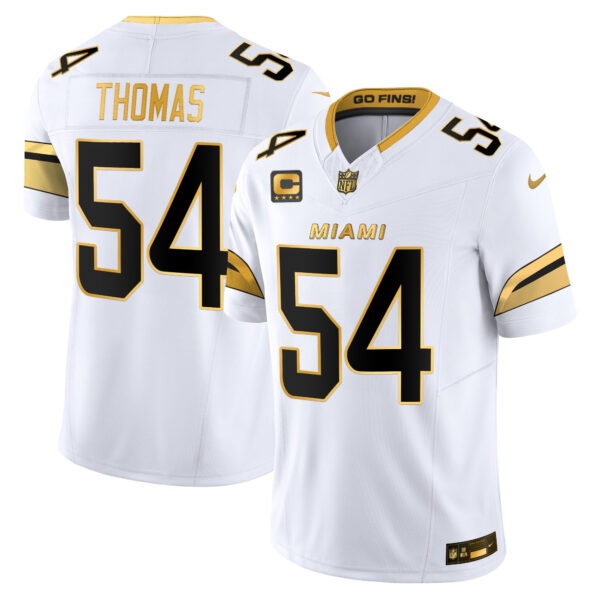 Miami Dolphins Zach Thomas 2025 Rivalries Gold Vapor Limited Jersey - All Stitched - White Gold