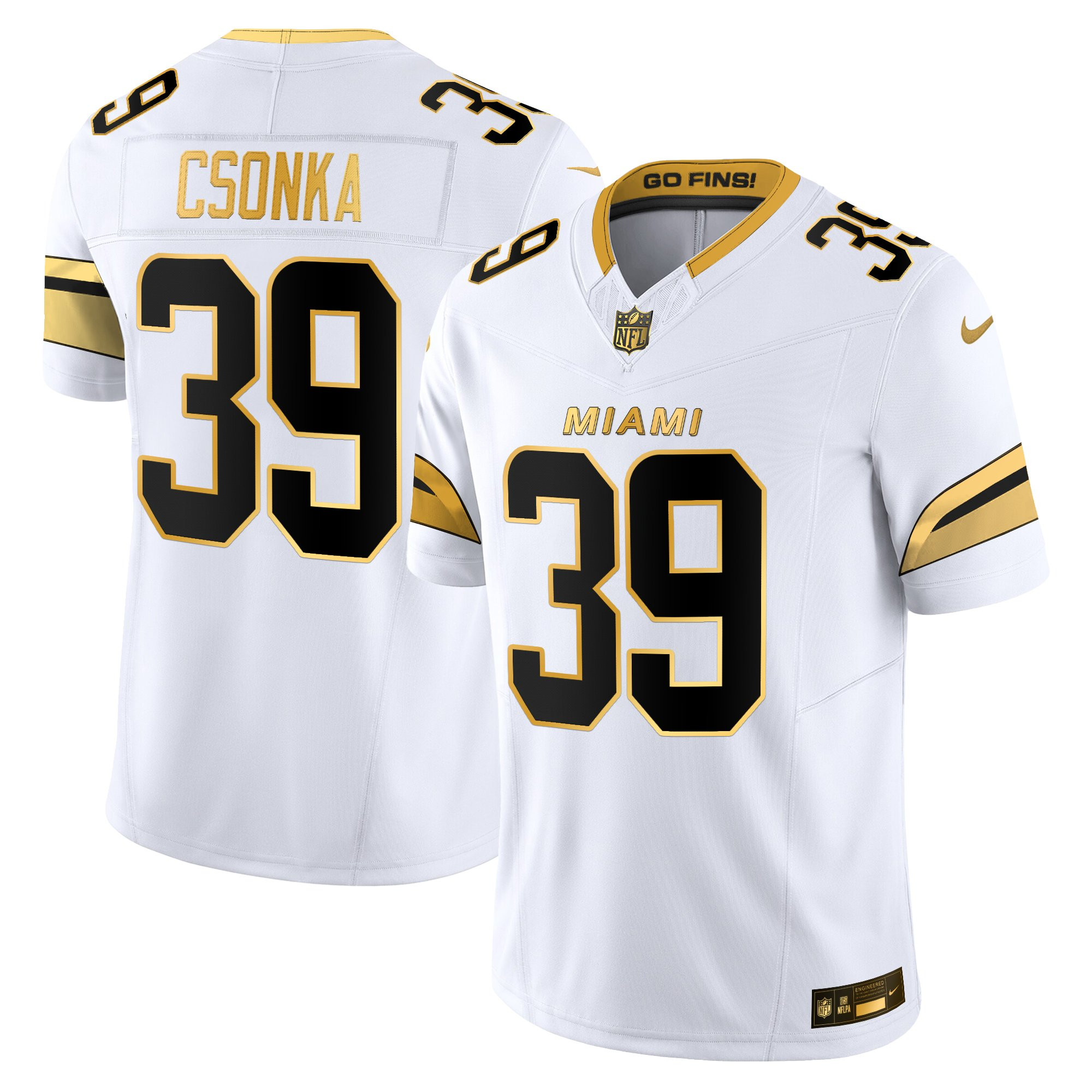 Miami Dolphins Larry Csonka 2025 Rivalries Gold Vapor Limited Jersey - All Stitched - White Gold