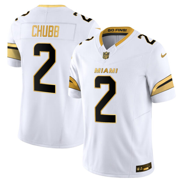 Miami Dolphins Bradley Chubb 2025 Rivalries Gold Vapor Limited Jersey - All Stitched - White Gold