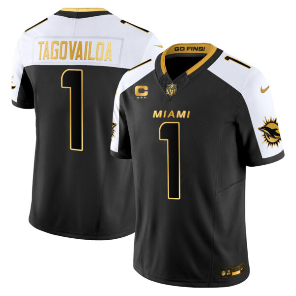 Miami Dolphins Tua Tagovailoa 2025 Rivalries Gold Vapor Limited Jersey - All Stitched - Alternate