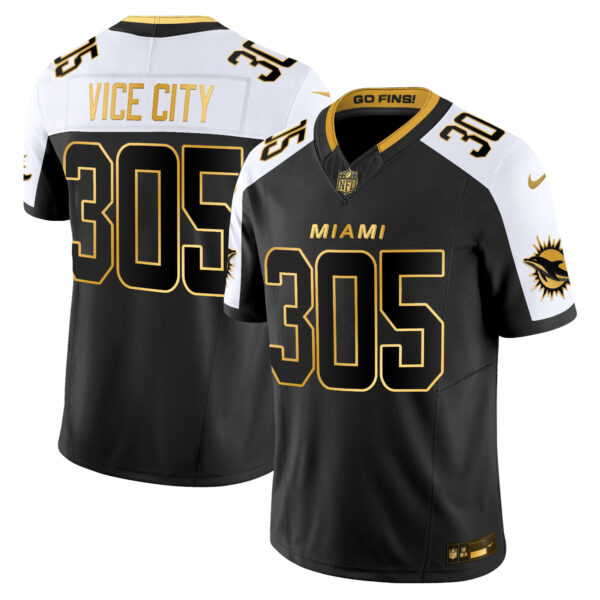 Miami Dolphins ViceCity 305 2025 Rivalries Gold Vapor Limited Jersey - All Stitched - Alternate