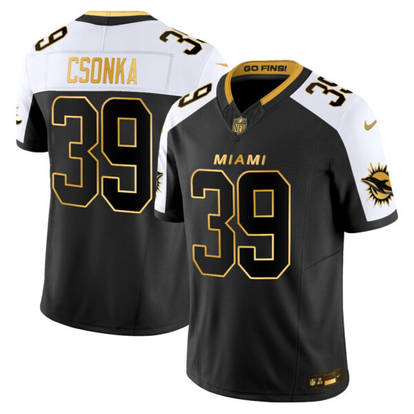 Miami Dolphins Larry Csonka 2025 Rivalries Gold Vapor Limited Jersey - All Stitched - Alternate